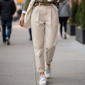 Gap Light Tan High Waist Double Pleated Corduroy Pants Size 4